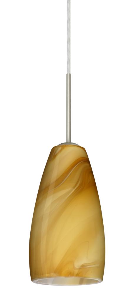 Besa Chrissy Pendant For Multiport Canopy Satin Nickel Honey 1x9W LED