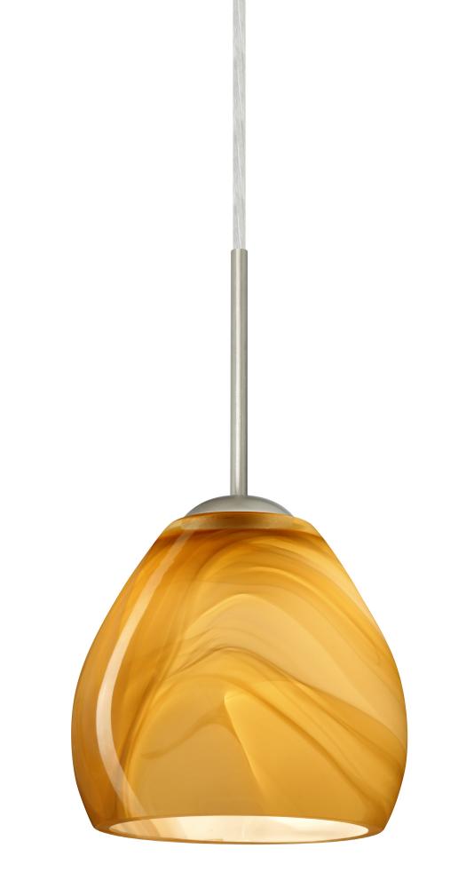 Besa Bolla Pendant For Multiport Canopy Satin Nickel Honey 1x40W G9