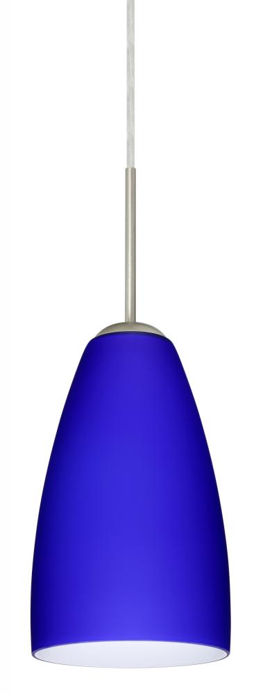 Besa Riva 9 LED Pendant Cobalt Blue Matte Satin Nickel 1x9W LED