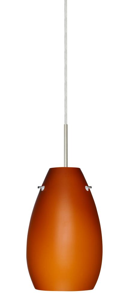 Besa Pera 9 LED Pendant For Multiport Canopy Amber Matte Satin Nickel 1x9W LED