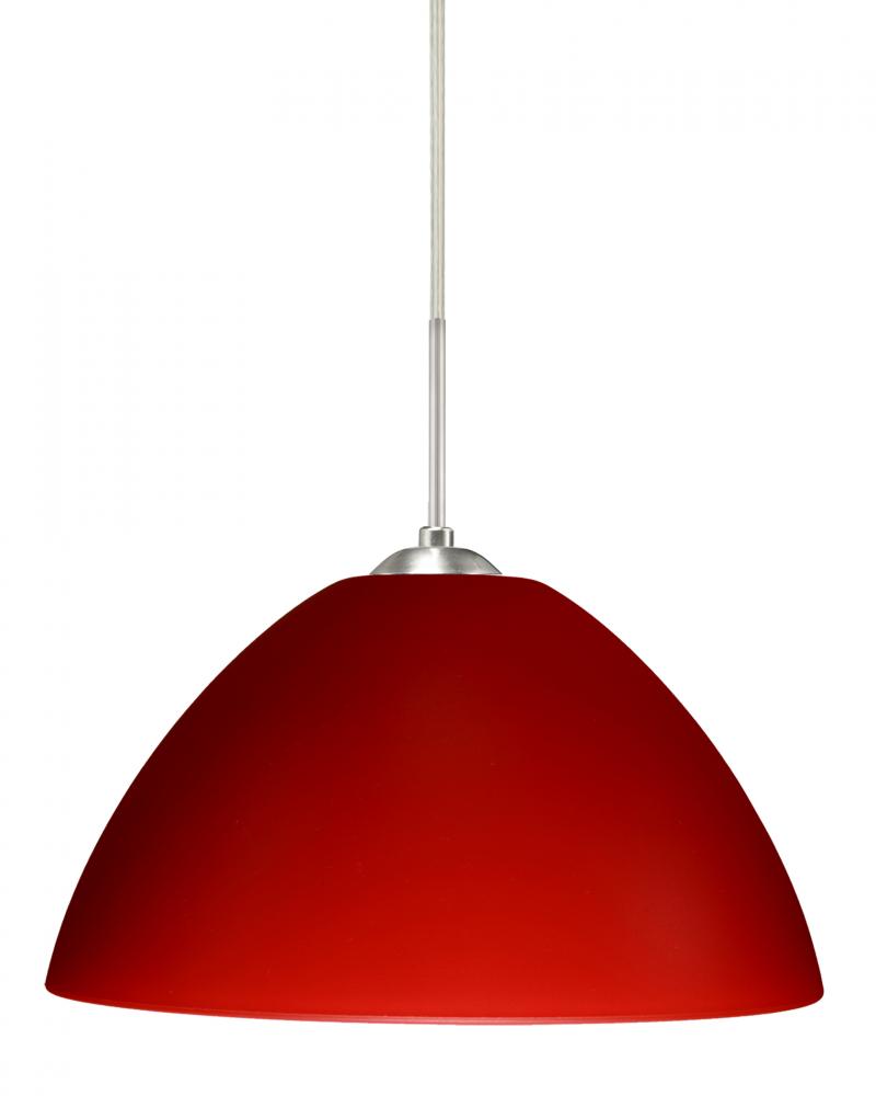 Besa Tessa LED Pendant For Multiport Canopy Red Matte Satin Nickel 1x9W LED