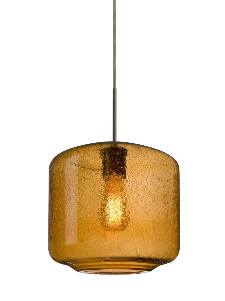 Besa Niles 10 Pendant For Multiport Canopy, Amber Bubble, Bronze Finish, 1x4W LED Fil