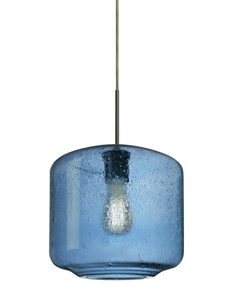 Besa Niles 10 Pendant For Multiport Canopy, Blue Bubble, Bronze Finish, 1x4W LED Fila