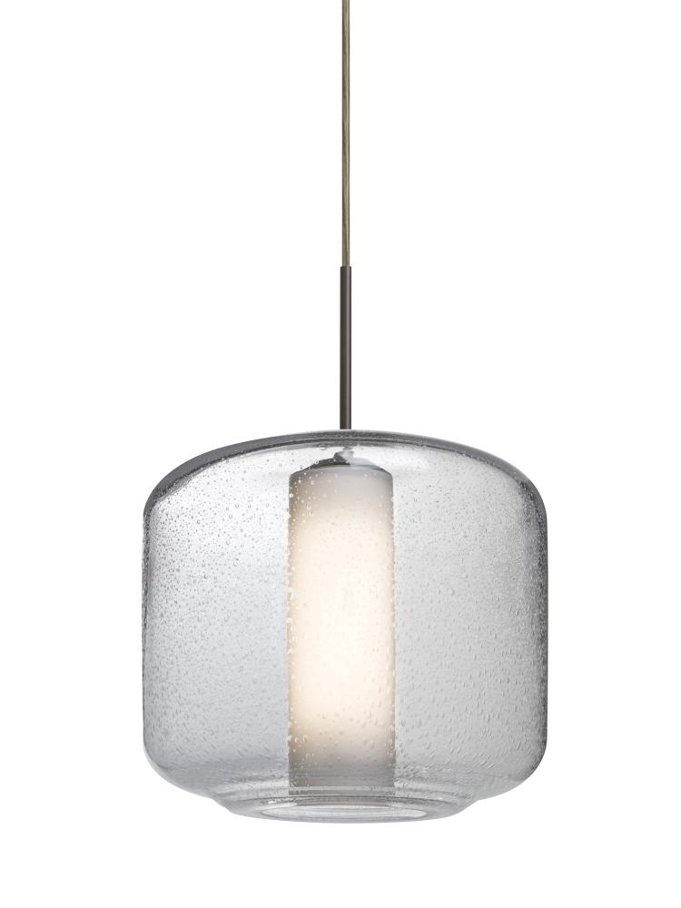 Besa Niles 10 Pendant For Multiport Canopy, Clear Bubble/Opal, Bronze Finish, 1x60W M