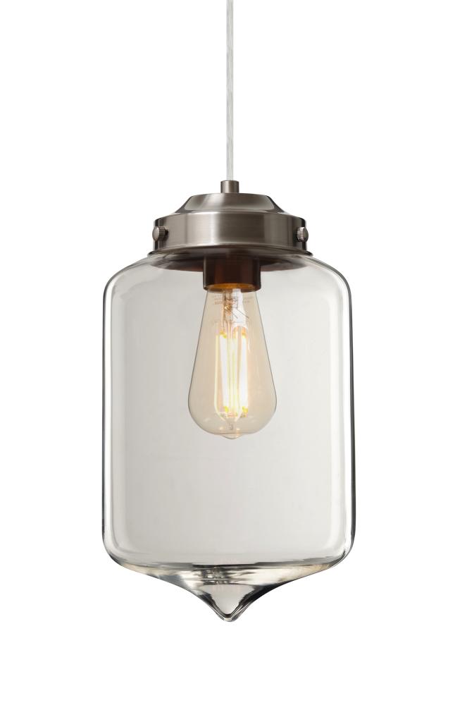 Besa Olin Pendant For Multiport Canopy Satin Nickel Clear 1x4W LED Filament