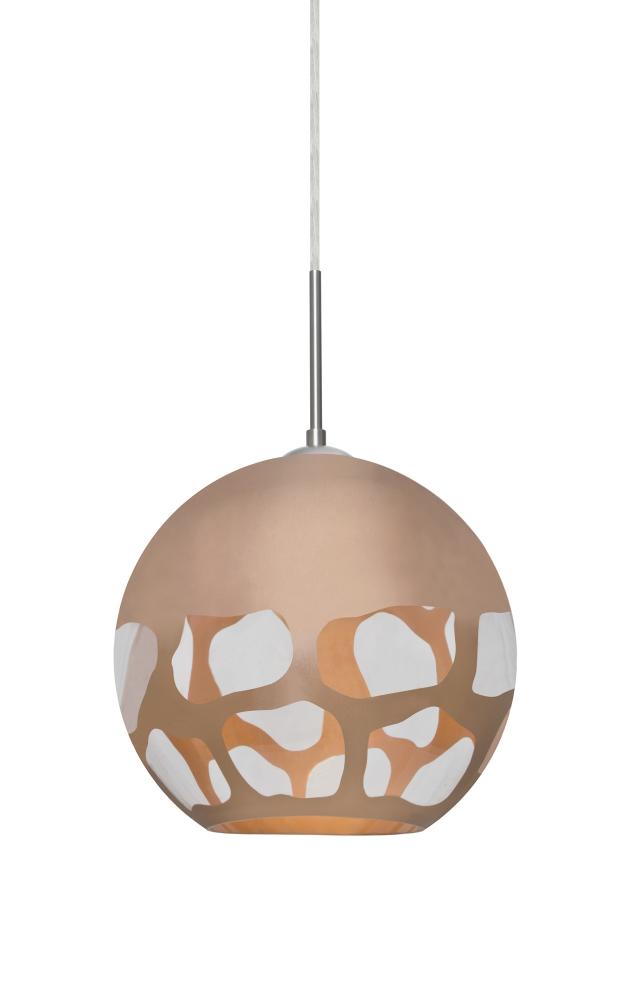 Besa, Rocky Cord Pendant For Multiport Canopies, Copper, Satin Nickel Finish, 1x9W LE