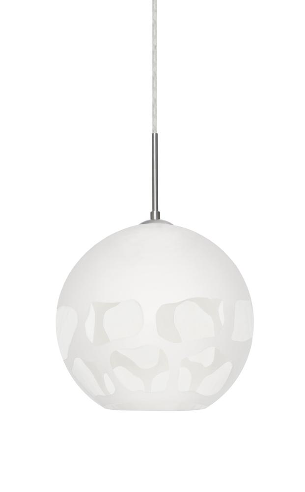 Besa, Rocky Cord Pendant For Multiport Canopies, White, Satin Nickel Finish, 1x9W LED