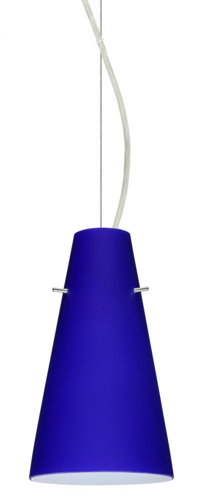 Besa Cierro LED Cable Pendant Cobalt Blue Matte Satin Nickel 1x9W LED