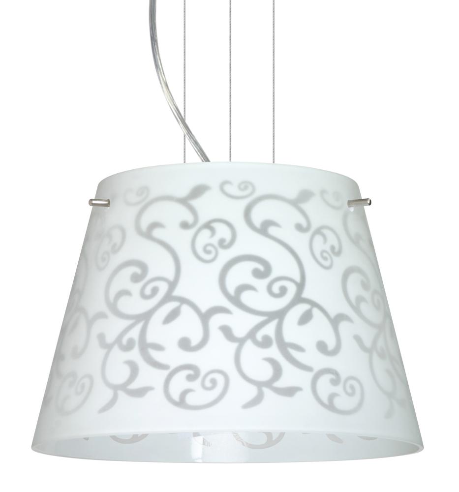 Besa Pendant Amelia 12 Satin Nickel White Damask 1x100W A19