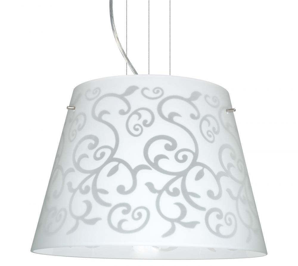 Besa Pendant Amelia 18 Satin Nickel White Damask 3x100W A19