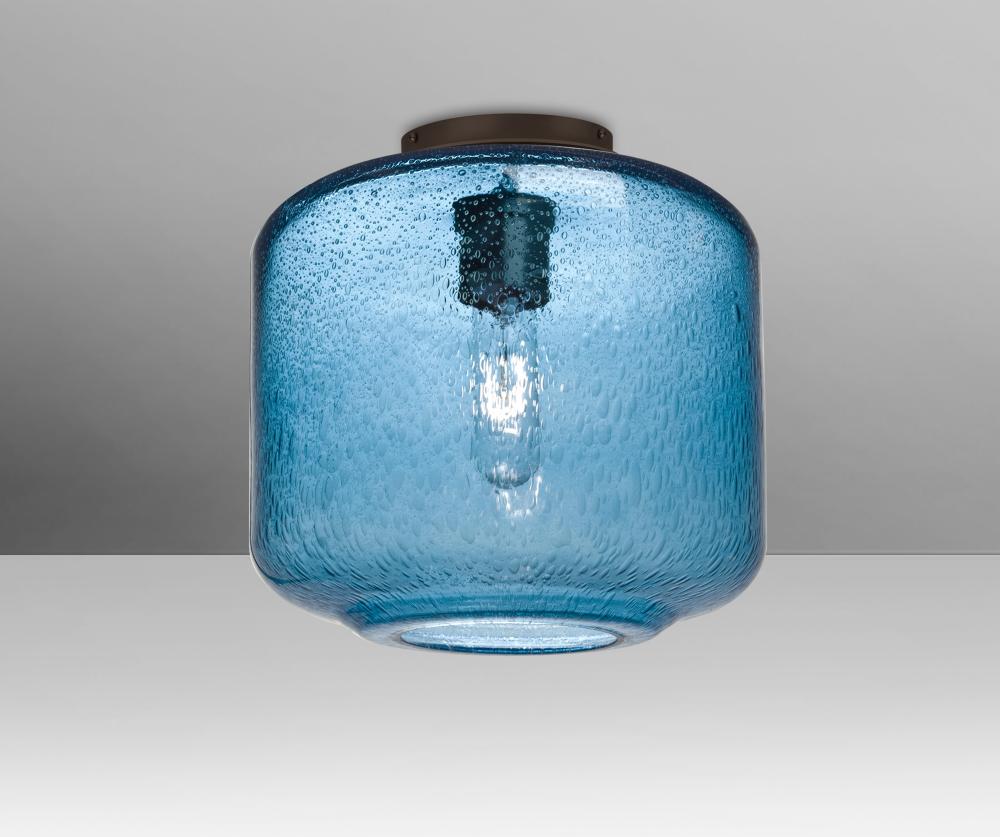 Besa Niles 10 Ceiling, Blue Bubble, Bronze Finish, 1x60W T10