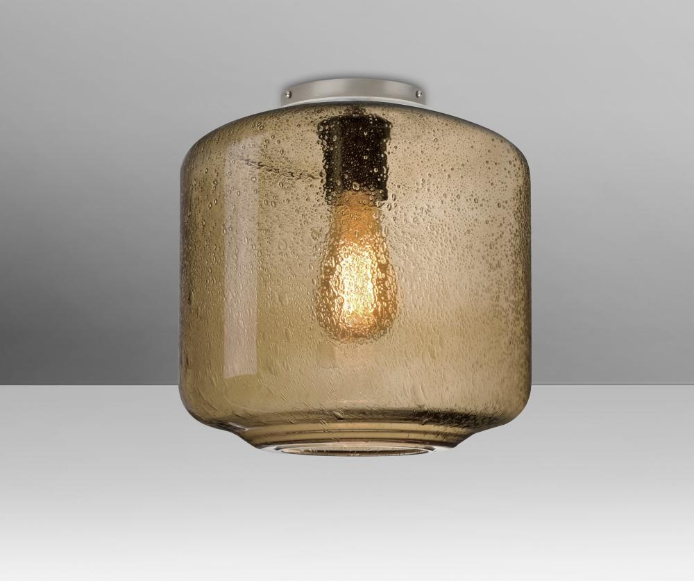 Besa Niles 10 Ceiling, Smoke Bubble, Satin Nickel Finish, 1x4W LED Filament