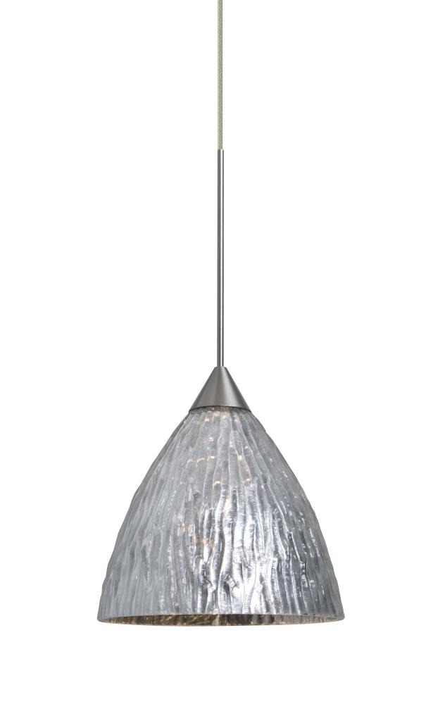 Besa, Eve Cord Pendant For Multiport Canopies, Stone Silver Foil, Satin Nickel Finish