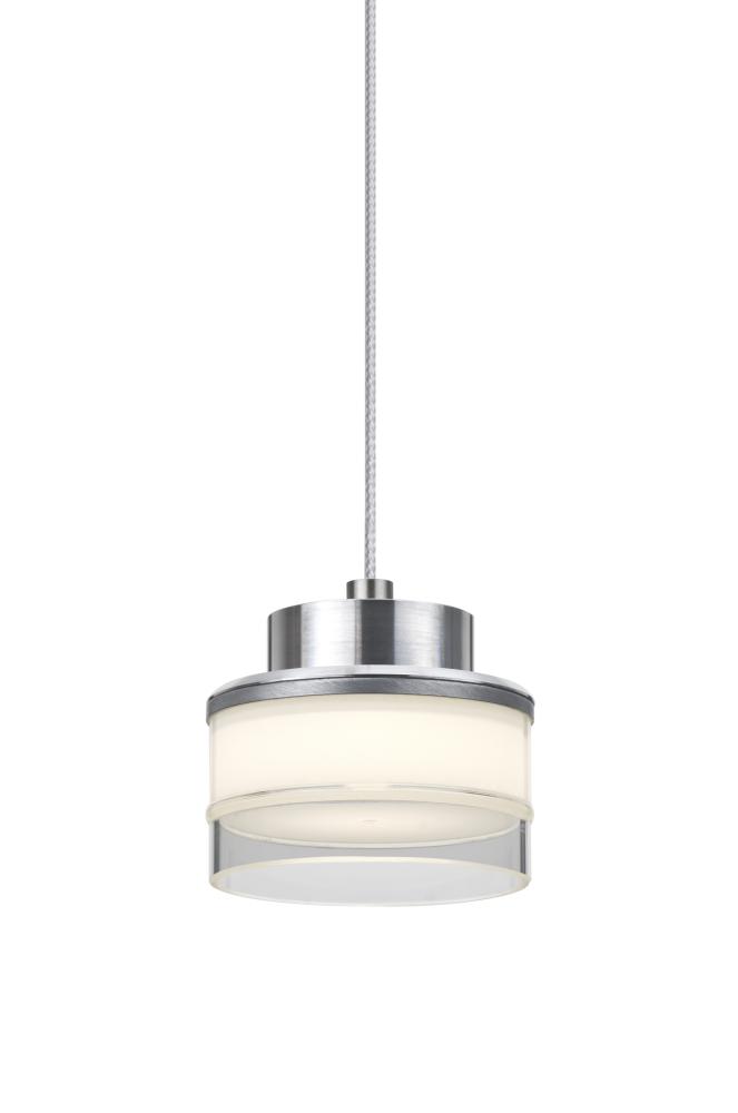 Besa, Pivot Cord Pendant For Multiport Canopy, Opal Glossy/Clear, Satin Nickel Finish