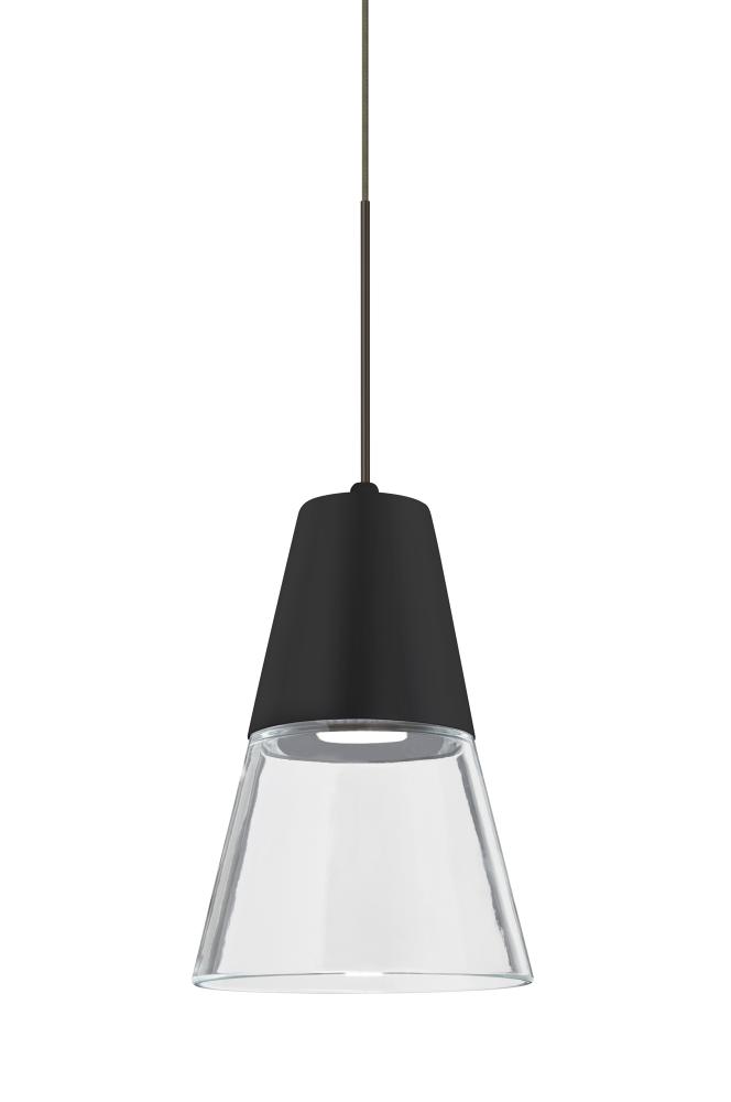 Besa, Timo 6 Cord Pendant For Multiport Canopies,Clear/Black, Bronze Finish, 1x9W LED