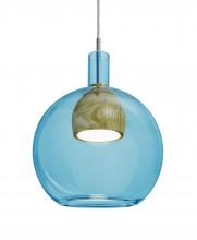 Besa Lighting 1JC-BENJIBLMD-LED-SN - Besa, Benji Cord Pendant, Blue/Medium, Satin Nickel Finish, 1x9W LED