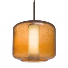 Besa Lighting 1JT-NILES10AO-LED-BR - Besa Niles 10 Pendant, Amber Bubble/Opal, Bronze Finish, 1x5W LED