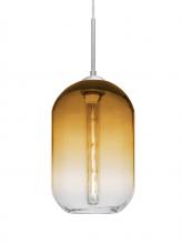 Besa Lighting 1JT-OMEGA12AM-EDIL-SN - Besa, Omega 12 Cord Pendant, Amber/Clear, Satin Nickel Finish, 1x4W LED Filament