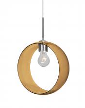 Besa Lighting 1JT-PLATOAM-SN-NI - Besa, Plato Cord Pendant, Amber, Satin Nickel Finish, 1x60W Medium Base