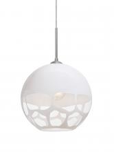 Besa Lighting 1JT-ROCKYWH-LED-SN - Besa, Rocky Cord Pendant, White, Satin Nickel Finish, 1x9W LED