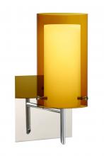 Besa Lighting 1SW-G44007-CR-SQ - Besa Pahu 4 Wall With SQ Canopy 1SW Transparent Armagnac/Opal Chrome 1x40W G9