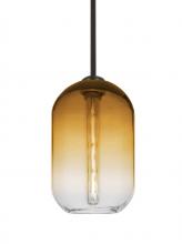 Besa Lighting 1TT-OMEGA12AM-EDIL-BR - Besa, Omega 12 Stem Pendant, Amber/Clear, Bronze Finish, 1x4W LED Filament LED Filame