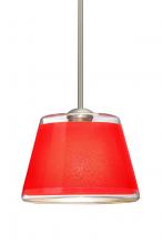 Besa Lighting 1TT-PIC9RD-LED-SN - Besa Pendant Pica 9 Satin Nickel Red Sand 1x9W LED