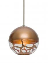 Besa Lighting 1TT-ROCKYCP-SN - Besa, Rocky Stem Pendant, Copper, Satin Nickel Finish, 1x60W Medium Base