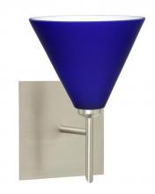 Besa Lighting 1SW-5121CM-SN-SQ - Besa Wall With Sq Canopy Kani Satin Nickel Cobalt Blue Matte 1x40W G9