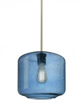 Besa Lighting 1TT-NILES10BL-EDIL-SN - Besa Niles 10 Pendant, Blue Bubble, Satin Nickel Finish, 1x4W LED Filament