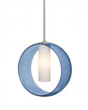 Besa Lighting 1TT-PLATOBL-LED-SN - Besa, Plato Stem Pendant, Blue/Opal, Satin Nickel Finish, 1x5W LED