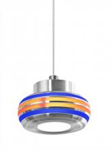 Besa Lighting 1XT-FLOW00-BLAM-LED-SN - Besa, Flower Cord Pendant, Blue/Amber, Satin Nickel Finish, 1x6W LED