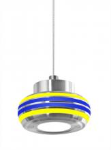 Besa Lighting 1XT-FLOW00-YLBL-LED-SN - Besa, Flower Cord Pendant, Yellow/Blue, Satin Nickel Finish, 1x6W LED