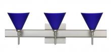 Besa Lighting 3SW-5121CM-SN-SQ - Besa Wall With Sq Canopy Kani Satin Nickel Cobalt Blue Matte 3x40W G9