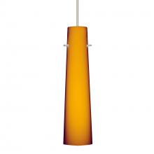 Besa Lighting X-567480-SN-DIM010 - Besa Camino Pendant for Multiport Canopy Satin Nickel Amber Matte 1x50W Halogen, 0-10V Dim