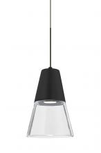 Besa Lighting XP-TIMO6BC-LED-BR - Besa, Timo 6 Cord Pendant,Clear/Black, Bronze Finish, 1x9W LED