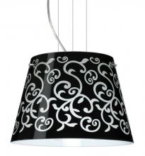 Besa Lighting 1KG-4393BD-SN - Besa Pendant Amelia 12 Satin Nickel Black Damask 1x100W A19