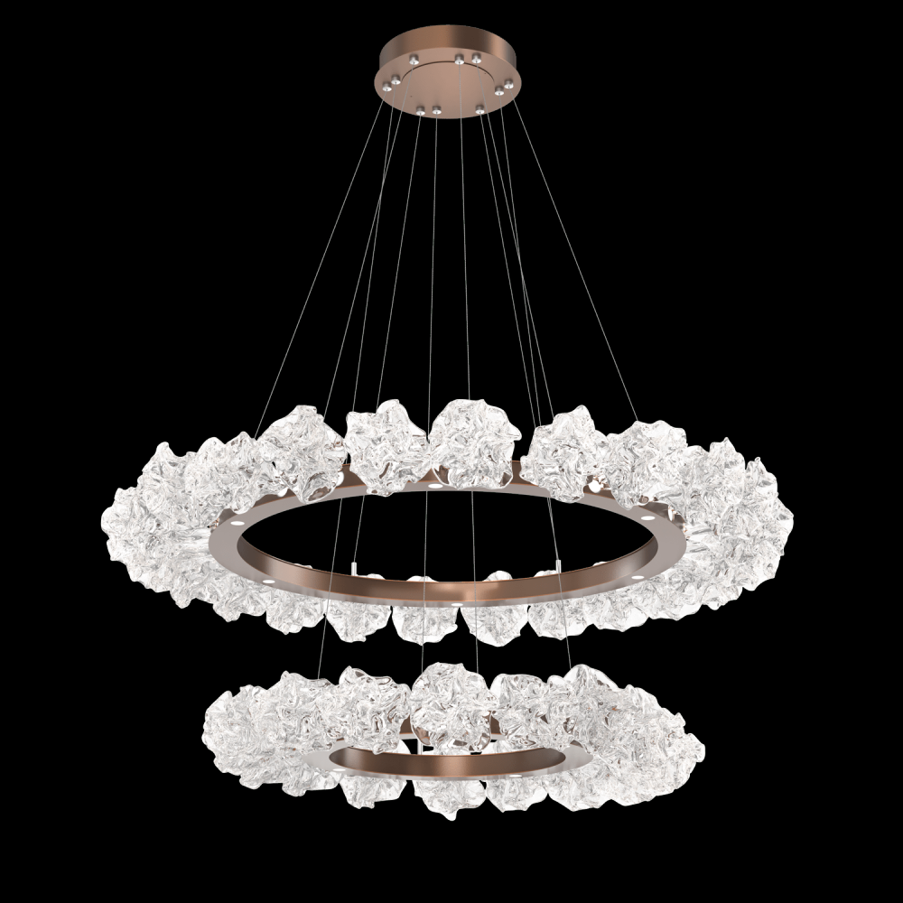 Two Tier Blossom Ring Chandelier - 2B-Burnished Bronze