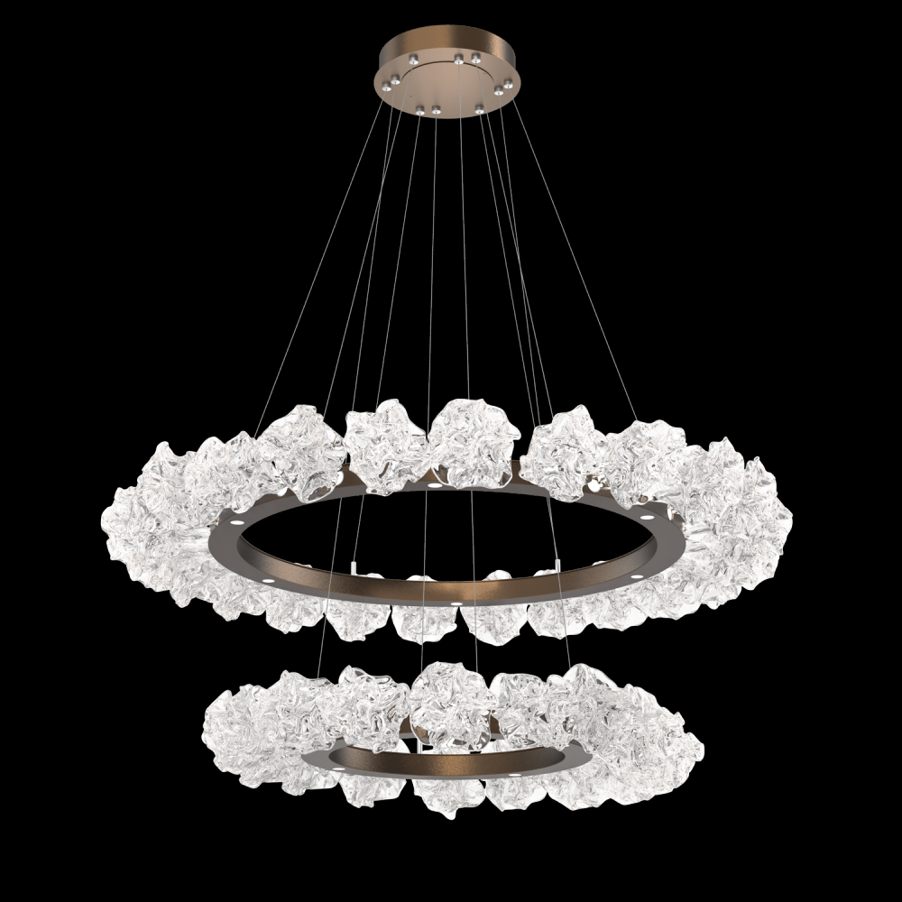 Two Tier Blossom Ring Chandelier - 2B-Flat Bronze