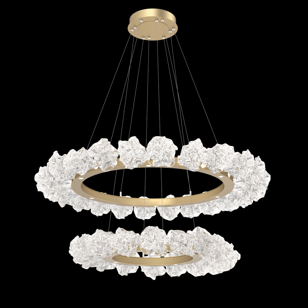 Two Tier Blossom Ring Chandelier - 2B-Gilded Brass