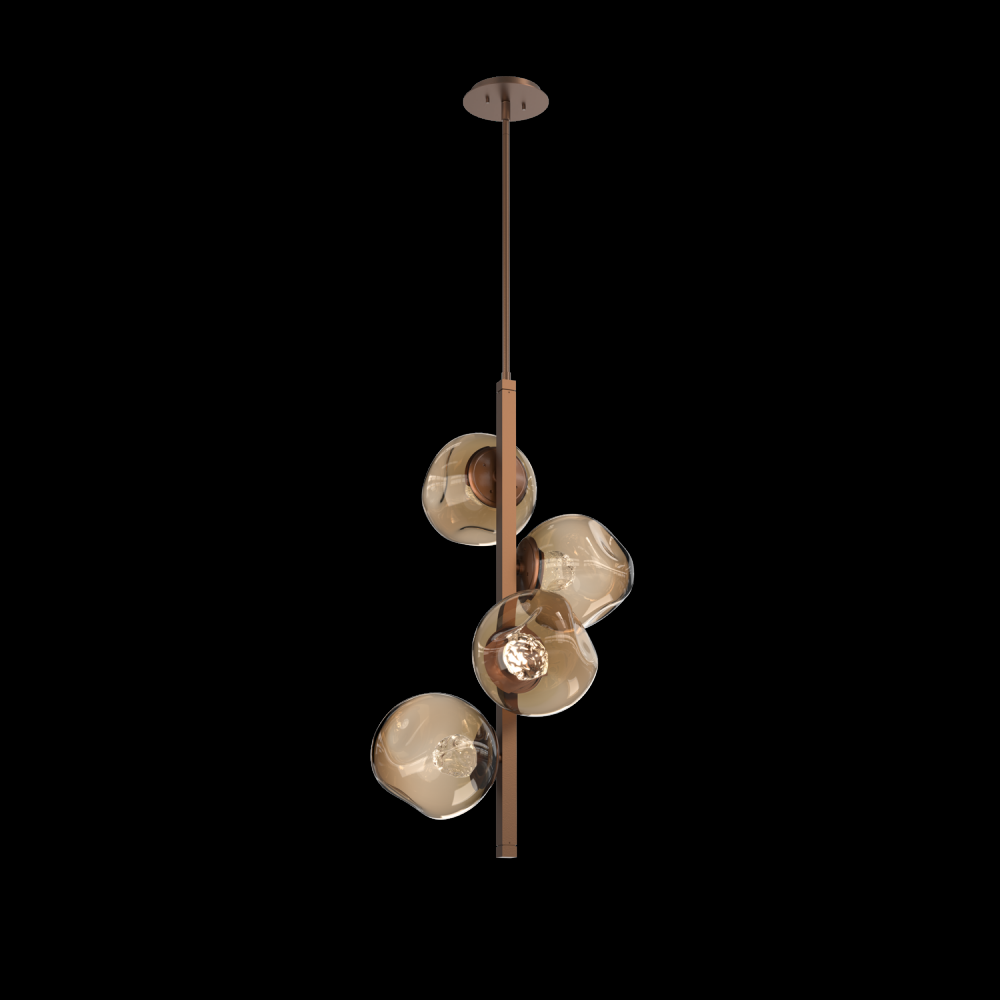 Luna 4pc Twisted Vine-Burnished Bronze-Floret Inner - Bronze Outer-Threaded Rod Suspension-LED 3000K