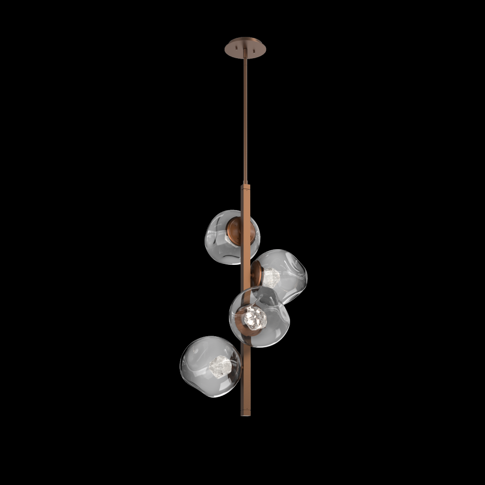 Luna 4pc Twisted Vine-Burnished Bronze-Zircon Inner - Smoke Outer-Threaded Rod Suspension-LED 2700K
