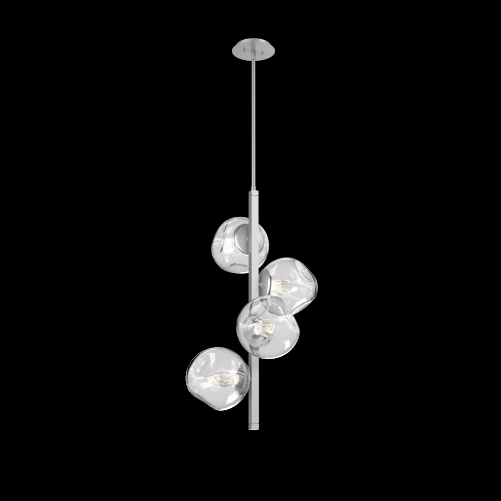 Luna 4pc Twisted Vine-Classic Silver-Geo Inner - Clear Outer-Threaded Rod Suspension-LED 2700K