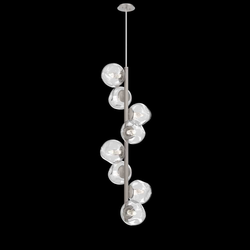 Luna 8pc Twisted Vine-Beige Silver-Geo Inner - Clear Outer-Threaded Rod Suspension-LED 2700K