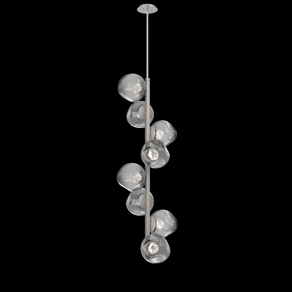 Luna 8pc Twisted Vine-Beige Silver-Zircon Inner - Smoke Outer-Threaded Rod Suspension-LED 2700K