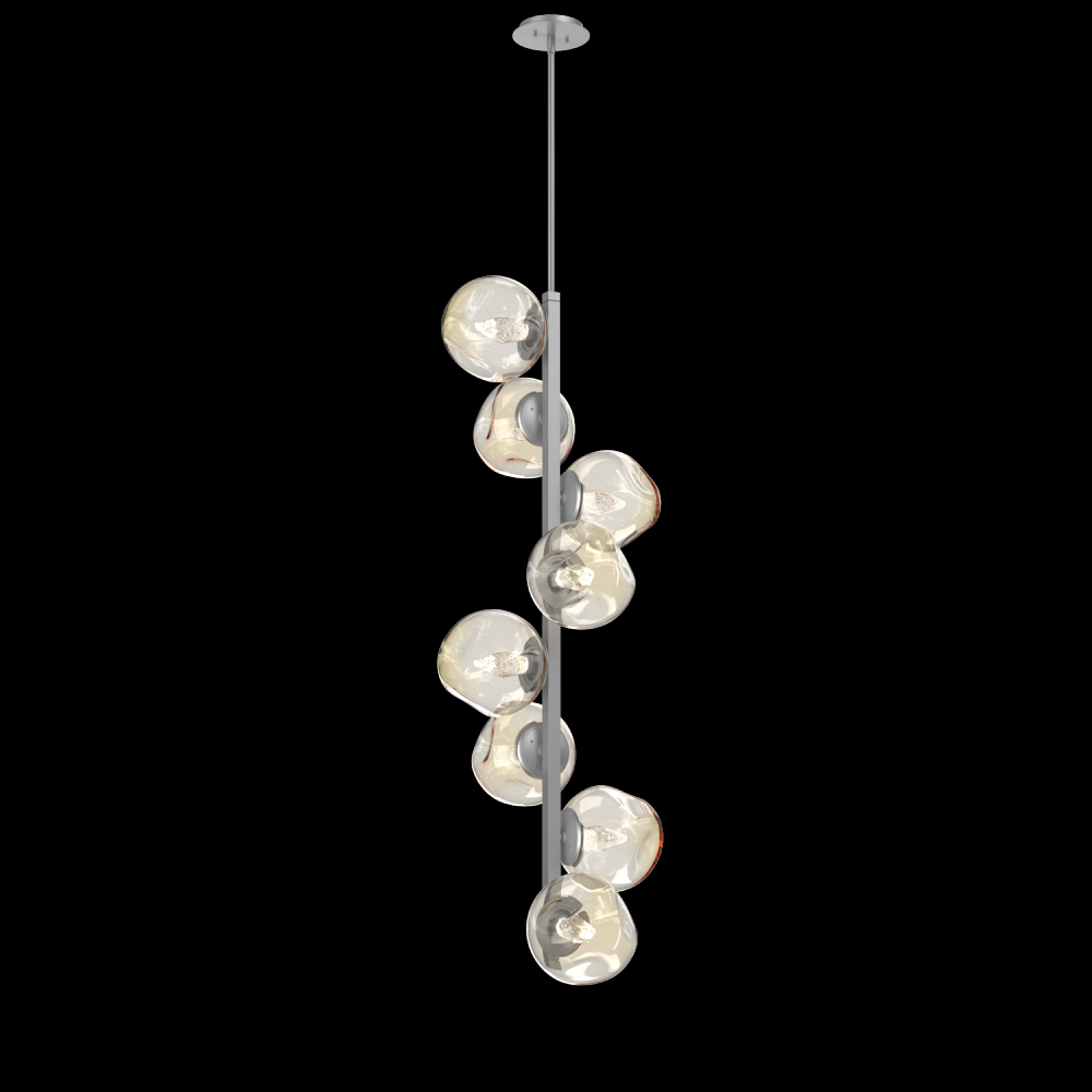 Luna 8pc Twisted Vine-Classic Silver-Geo Inner - Amber Outer-Threaded Rod Suspension-LED 2700K