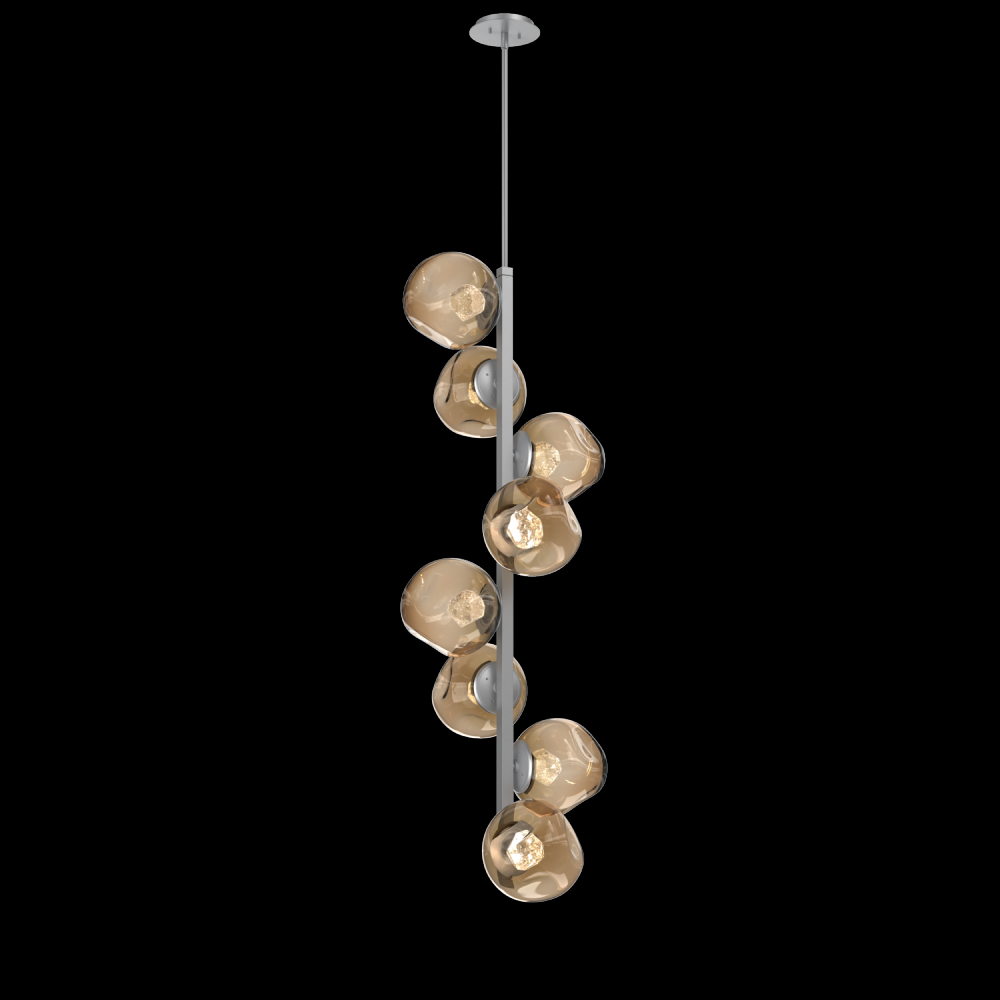Luna 8pc Twisted Vine-Classic Silver-Zircon Inner - Bronze Outer-Threaded Rod Suspension-LED 2700K