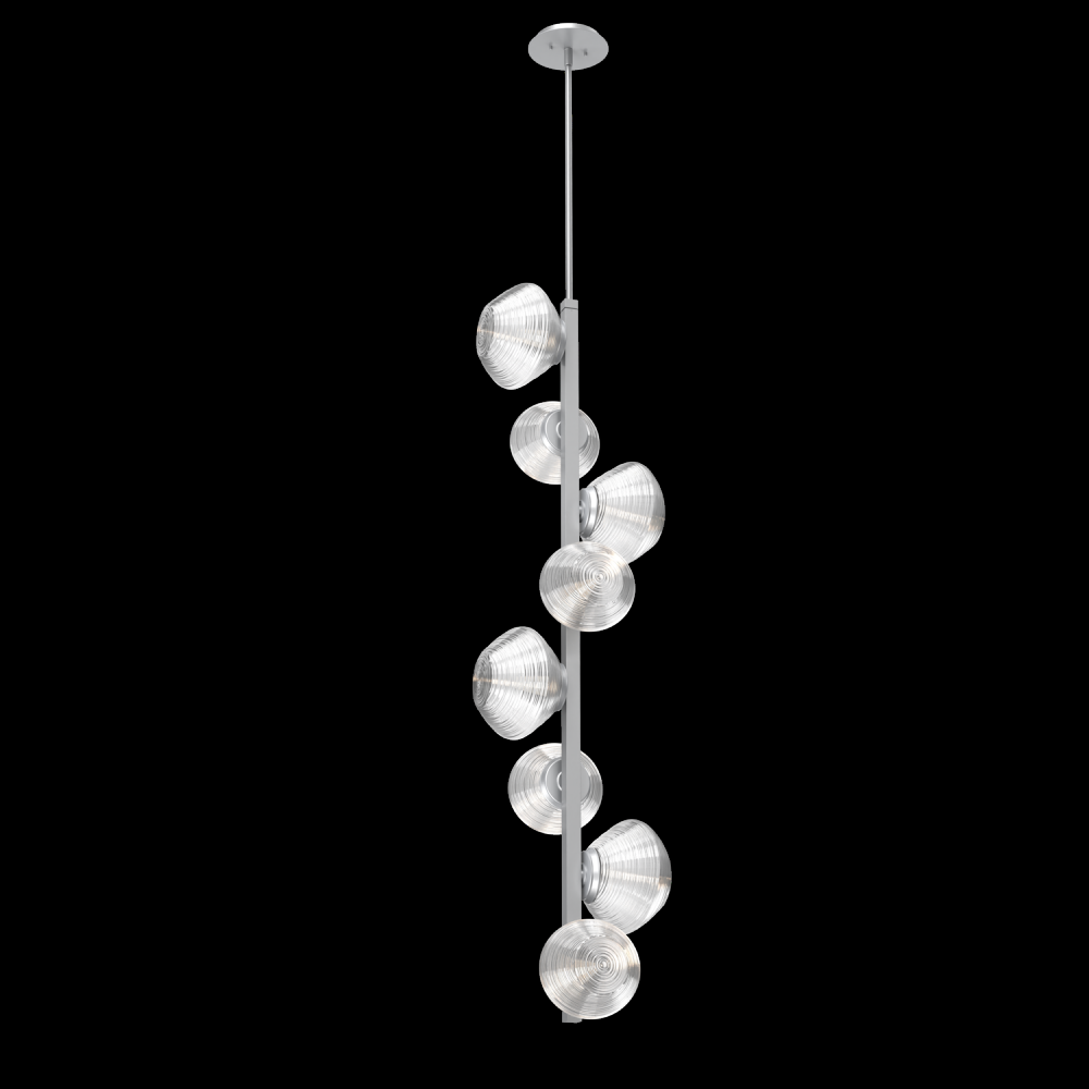 Mesa 8pc Twisted Vine-Classic Silver-Clear Blown Glass-Threaded Rod Suspension-LED 2700K