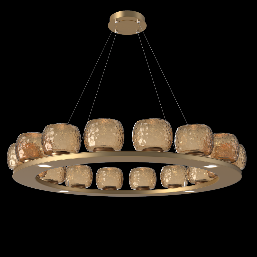 Vessel 48-inch Platform Ring-Novel Brass-Bronze Blown Glass-Stainless Cable-LED 2700K