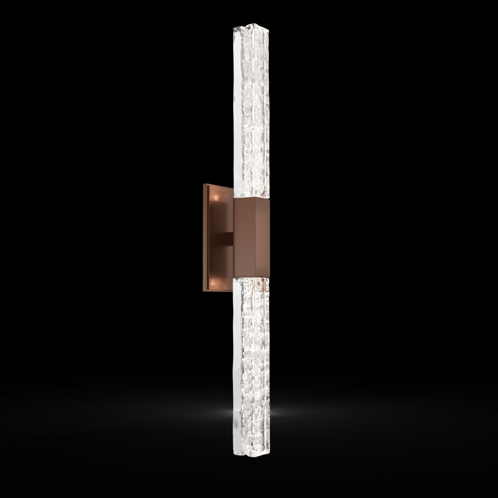 Axis Double Sconce-Burnished Bronze-Clear Textured Cast Glass